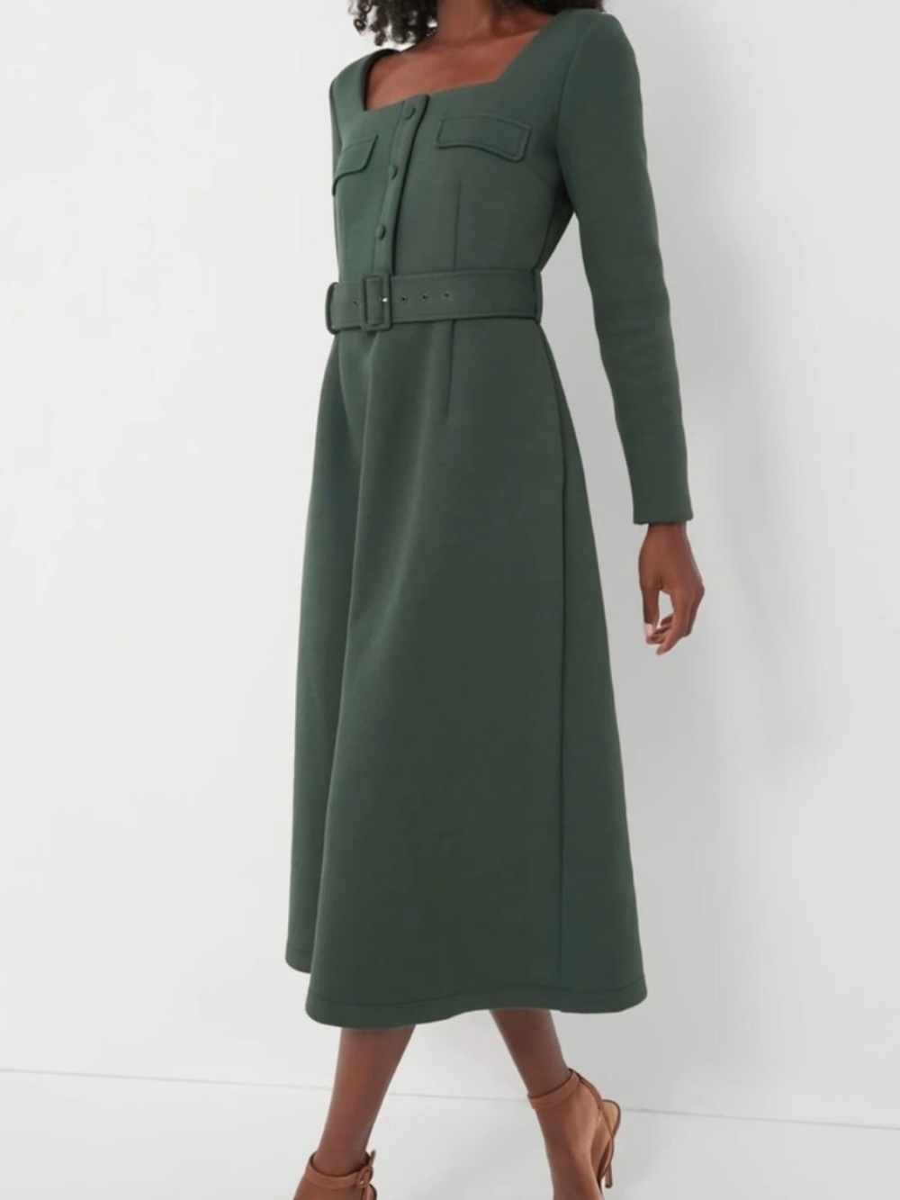 Tuckernuck Elle Long Sleeve Dress Forest Green Size S